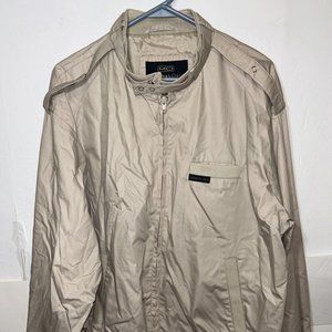 Vintage Members Only Mens Large L Beige Full Zip Polyester Bomber Jacket
